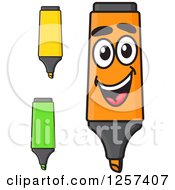Yellow Green And Orange Highlighter Markers