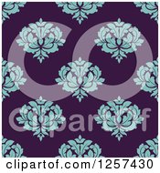 Poster, Art Print Of Seamless Pattern Background Of Turquoise Floral Damask On Purple