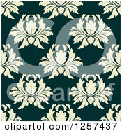 Clipart Of A Seamless Pattern Background Of Floral Damask Royalty Free Vector Illustration