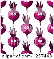 Clipart Of A Seamless Pattern Background Of Happy Beets Royalty Free Vector Illustration