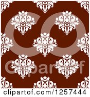 Poster, Art Print Of Seamless Pattern Background Of White Floral Damask On Maroon