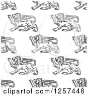 Clipart Of A Seamless Pattern Background Of Black And White Lions Royalty Free Vector Illustration