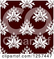 Poster, Art Print Of Seamless Pattern Background Of White Floral Damask On Brown
