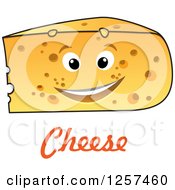Clipart Of A Happy Cheese Wedge With Text Royalty Free Vector Illustration