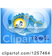 Poster, Art Print Of Sailboat And Sunset Island With Travel Text