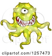 Poster, Art Print Of Tentacled Green Monster Germ Alien Or Virus