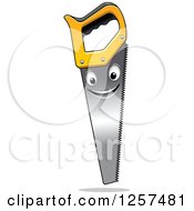 Clipart Of A Happy Saw Character Royalty Free Vector Illustration