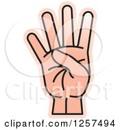 Clipart Of A Counting Hand Holding Up 4 Fingers Four In Sign Language Royalty Free Vector Illustration by Lal Perera