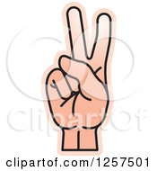 Clipart Of A Counting Hand Holding Up Two Fingers 2 In Sign Language Royalty Free Vector Illustration