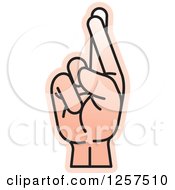 Clipart Of A Sign Language Hand Gesturing Letter R Royalty Free Vector Illustration
