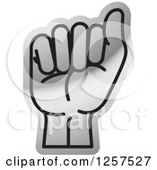 Clipart Of A Silver Sign Language Hand Gesturing Letter A Royalty Free Vector Illustration