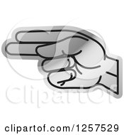 Clipart Of A Silver Sign Language Hand Gesturing Letter H Royalty Free Vector Illustration