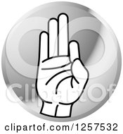 Poster, Art Print Of Silver Icon Of A Sign Language Hand Gesturing Letter F