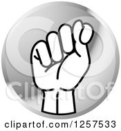 Silver Icon Of A Sign Language Hand Gesturing Letter T
