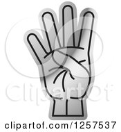 Poster, Art Print Of Silver Counting Hand Holding Up 4 Fingers Four In Sign Language