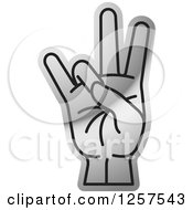 Clipart Of A Silver Counting Hand Holding Up 7 Fingers Seven In Sign Language Royalty Free Vector Illustration by Lal Perera
