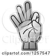 Poster, Art Print Of Silver Counting Hand Holding Up 9 Fingers Nine In Sign Language