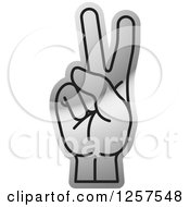 Clipart Of A Silver Counting Hand Holding Up Two Fingers 2 In Sign Language Royalty Free Vector Illustration by Lal Perera