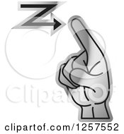Clipart Of A Silver Sign Language Hand Gesturing Letter Z Royalty Free Vector Illustration
