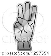 Clipart Of A Silver Sign Language Hand Gesturing Letter W Royalty Free Vector Illustration