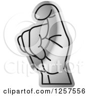 Clipart Of A Silver Sign Language Hand Gesturing Letter X Royalty Free Vector Illustration