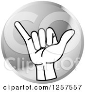 Poster, Art Print Of Silver Icon Of A Sign Language Hand Gesturing Letter Y