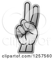 Poster, Art Print Of Silver Sign Language Hand Gesturing Letter V