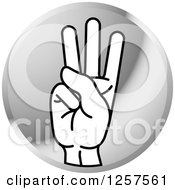 Poster, Art Print Of Silver Icon Of A Sign Language Hand Gesturing Letter W