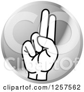 Poster, Art Print Of Silver Icon Of A Sign Language Hand Gesturing Letter U
