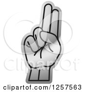 Poster, Art Print Of Silver Sign Language Hand Gesturing Letter U