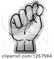 Clipart Of A Silver Sign Language Hand Gesturing Letter T Royalty Free Vector Illustration