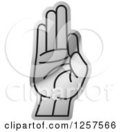 Clipart Of A Silver Sign Language Hand Gesturing Letter F Royalty Free Vector Illustration