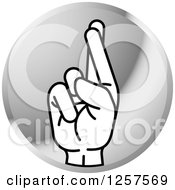 Poster, Art Print Of Silver Icon Of A Sign Language Hand Gesturing Letter R
