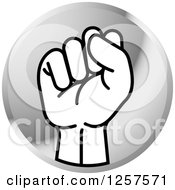 Poster, Art Print Of Silver Icon Of A Sign Language Hand Gesturing Letter S