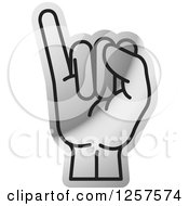 Clipart Of A Silver Sign Language Hand Gesturing Letter I Royalty Free Vector Illustration