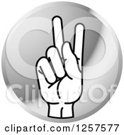 Poster, Art Print Of Silver Icon Of A Sign Language Hand Gesturing Letter K