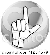 Poster, Art Print Of Silver Icon Of A Sign Language Hand Gesturing Letter L