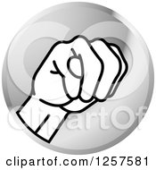Poster, Art Print Of Silver Icon Of A Sign Language Hand Gesturing Letter M
