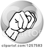 Poster, Art Print Of Silver Icon Of A Sign Language Hand Gesturing Letter N
