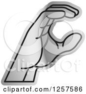 Clipart Of A Silver Sign Language Hand Gesturing Letter C Royalty Free Vector Illustration