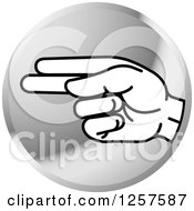 Poster, Art Print Of Silver Icon Of A Sign Language Hand Gesturing Letter H