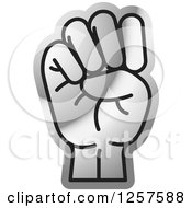 Poster, Art Print Of Silver Sign Language Hand Gesturing Letter E