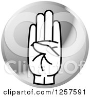 Clipart Of A Silver Icon Of A Sign Language Hand Gesturing Letter B Royalty Free Vector Illustration