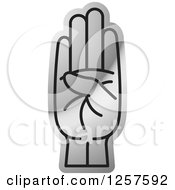 Clipart Of A Silver Sign Language Hand Gesturing Letter B Royalty Free Vector Illustration