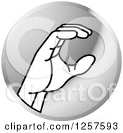 Poster, Art Print Of Silver Icon Of A Sign Language Hand Gesturing Letter C