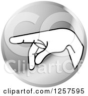 Clipart Of A Silver Icon Of A Sign Language Hand Gesturing Letter P Royalty Free Vector Illustration