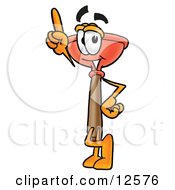 Poster, Art Print Of Sink Plunger Mascot Cartoon Character Pointing Upwards
