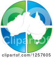 Poster, Art Print Of Map Of Australia Over Green And Blue Triangles