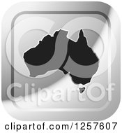 Clipart Of A Silver Square Icon With A Black Australia Map Royalty Free Vector Illustration