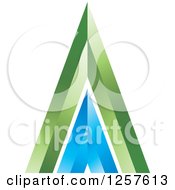 Poster, Art Print Of 3d Green And Blue Mountain Or Pyramid